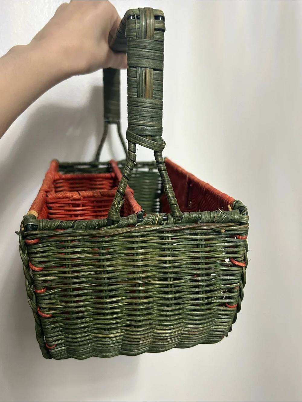 Vintage Wicker Watermelon Caddy Utensils Basket